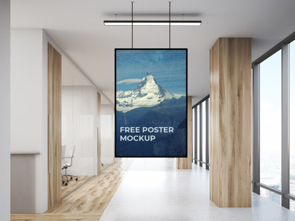 Office Indoor Hanging Poster Mockup