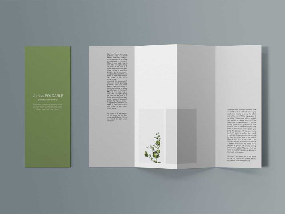 Vertical Foldable Brochure Free Mockup