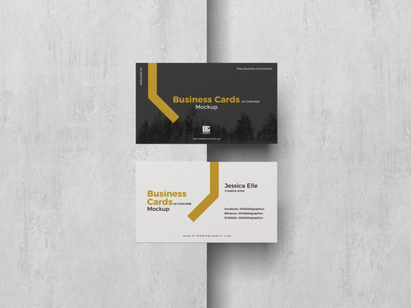 Free Business Cards Mockup on a Concrete Background