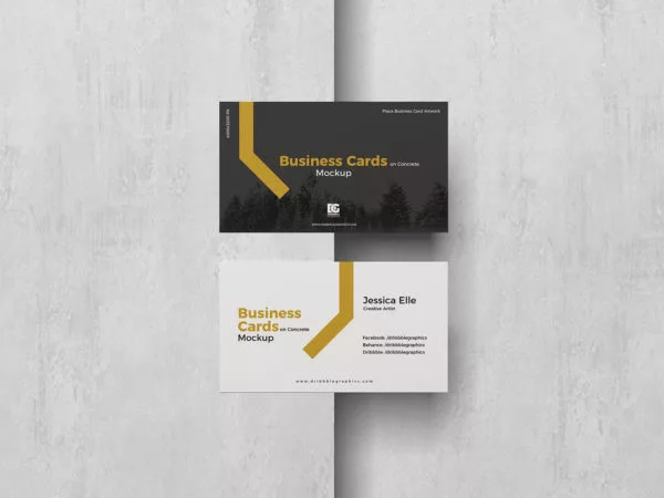 Business Cards Mockup on a Concrete Background