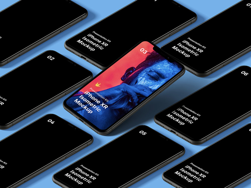 Free Isometric iPhone XR Mockup