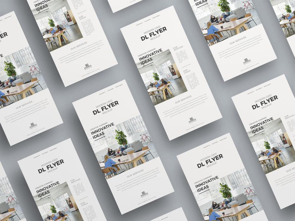 Free Modern Grid DL Flyer Mockup