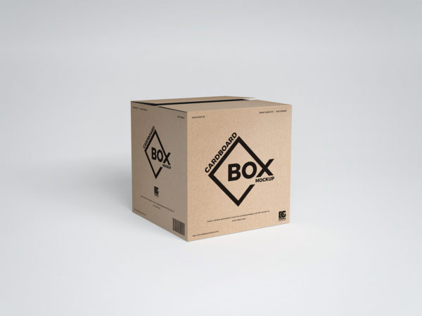 Free PSD Square Cardboard Box Mockup Design