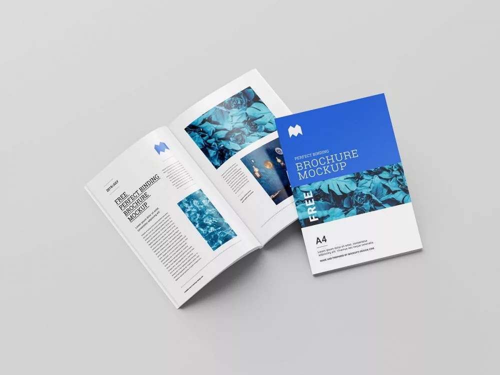 Free Perfect Binding Brochure Mockup