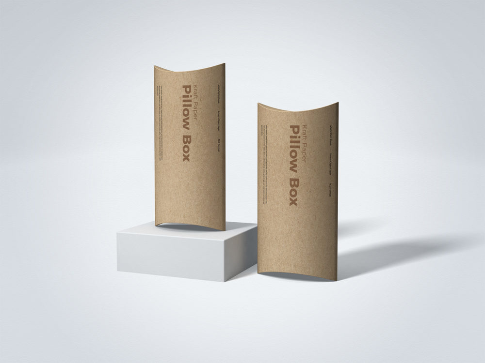 Download Free Kraft Paper Pillow Box Mockup Free Mockup