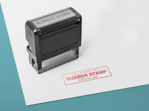 Free Self Inking Rectangular Rubber Stamp Mockup