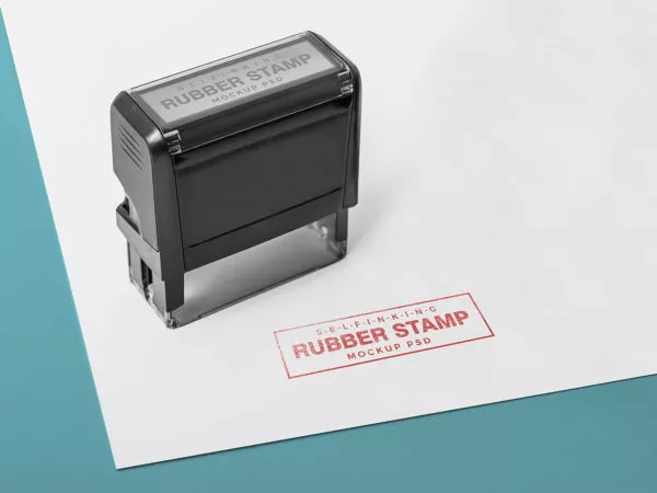 Free Self Inking Rectangular Rubber Stamp Mockup