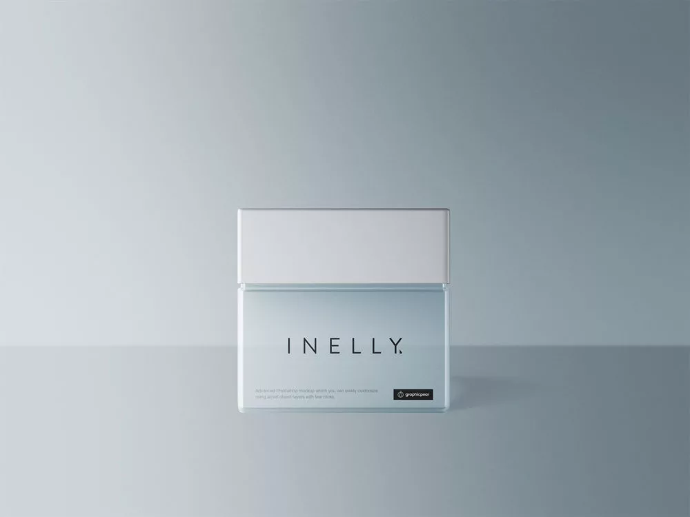 Glass Square Cosmetic Jar Mockup