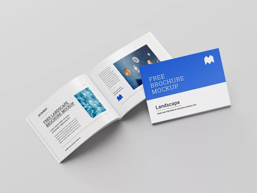 Free Binding Landscape Brochure Mockup
