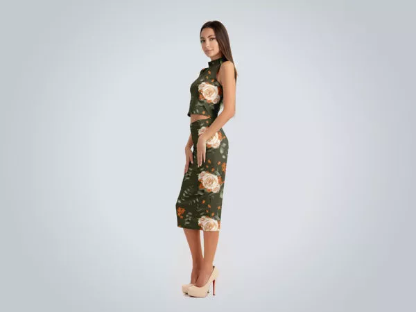 Free Elegant Skirt Suit Mockup for Fabric Designers