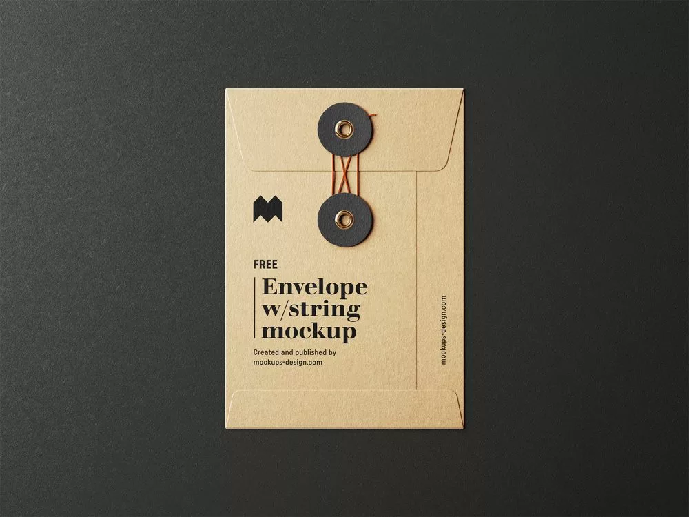 Free Envelope with String Mockup