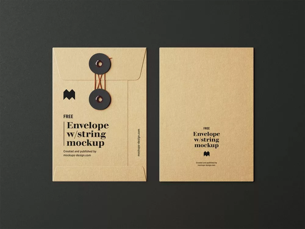 Free Envelope with String Mockup