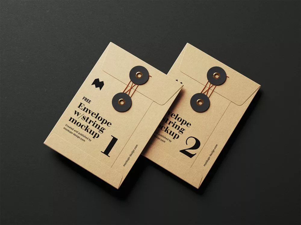 Free Envelope with String Mockup