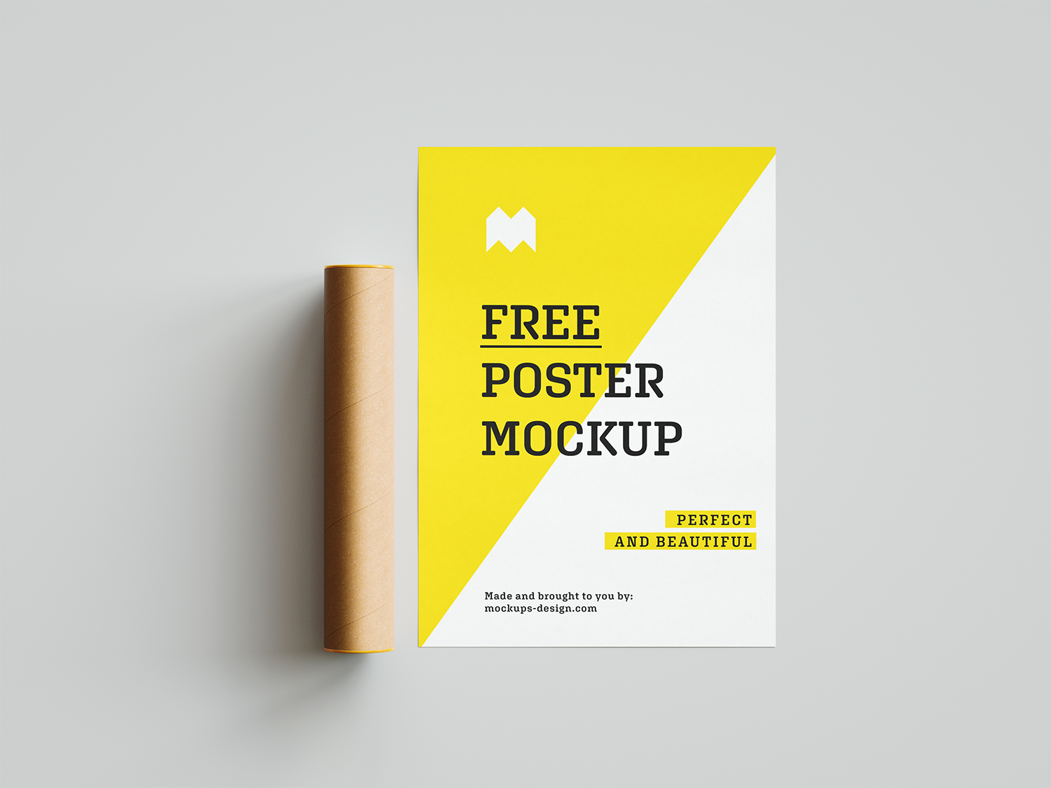 Download Free Poster Mockup With A Paper Tube Free Mockup PSD Mockup Templates