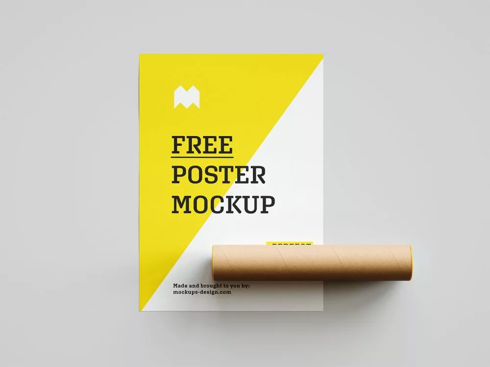 Free Poster Mockup with a Paper Tube