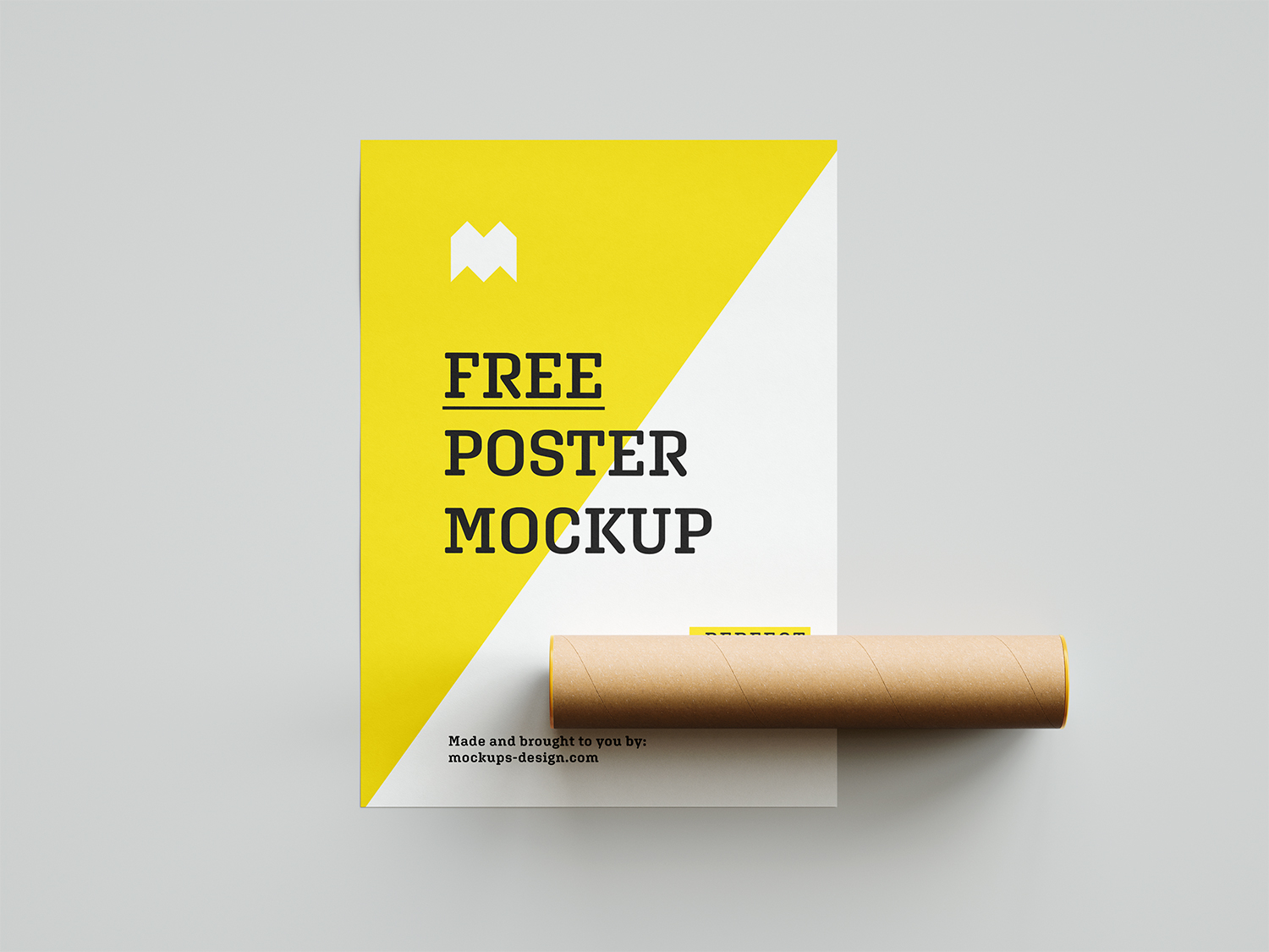 Download Free Poster Mockup With A Paper Tube Free Mockup PSD Mockup Templates