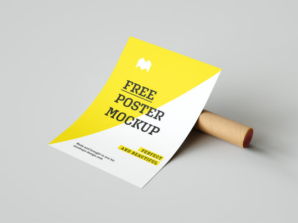 Free Poster Mockup with a Paper Tube