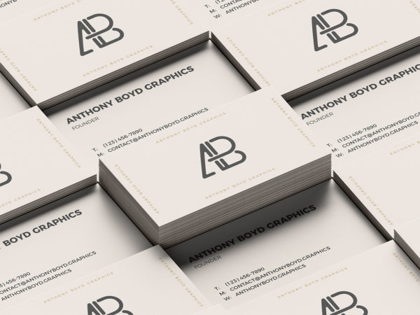 Stacked Business Cards PSD Mockup