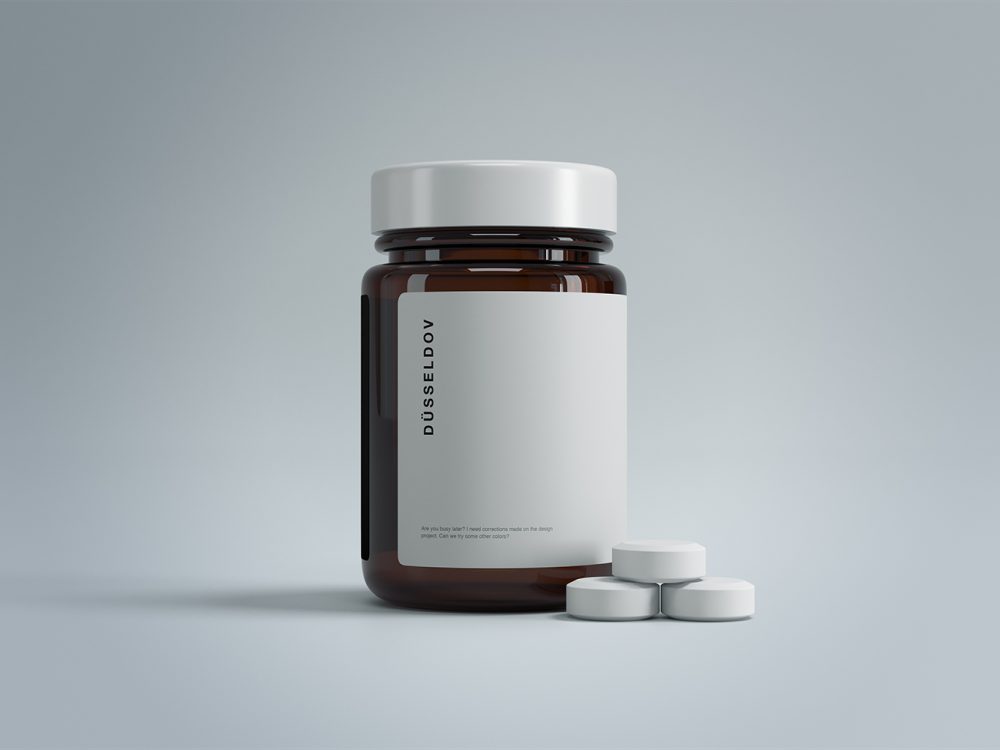 Medicine Bottle with Pills Mockup