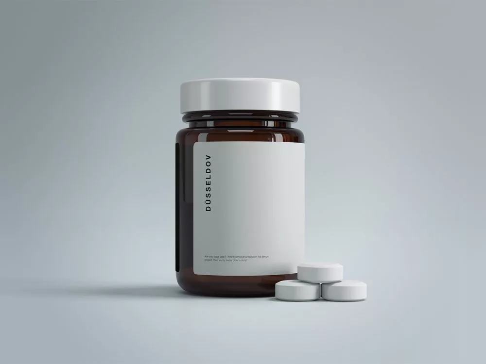 Medicine Bottle with Pills Mockup