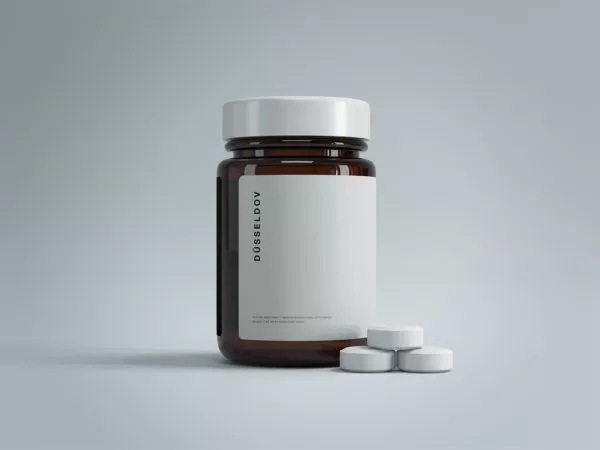 Medicine Bottle with Pills Mockup
