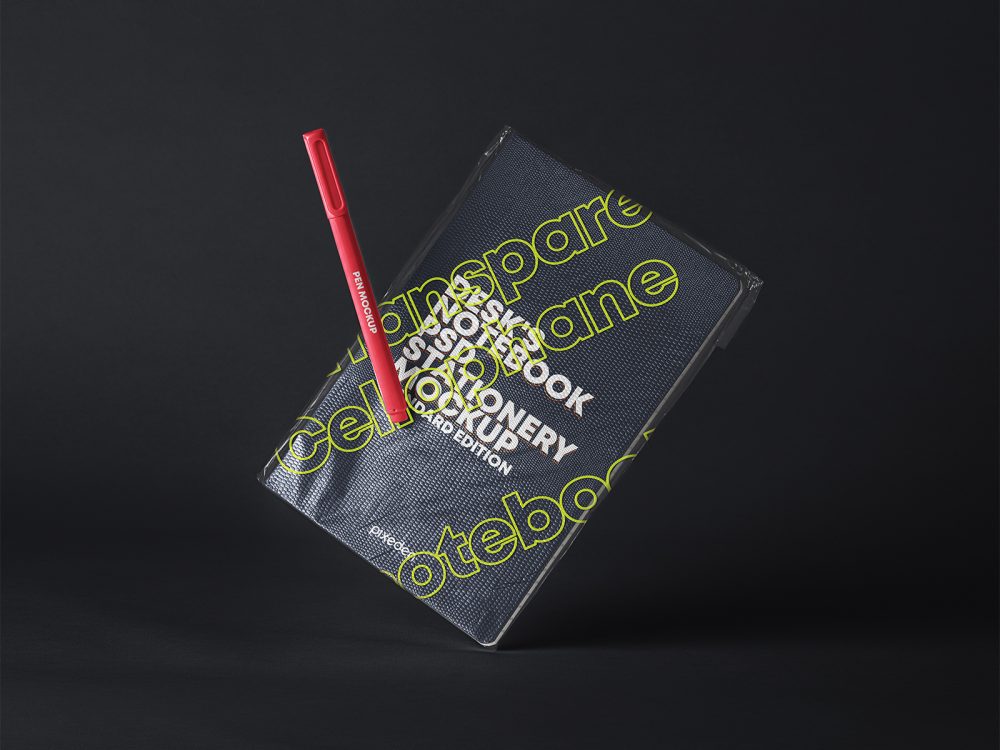 PSD Notebook with a Transparent Cover Mockup