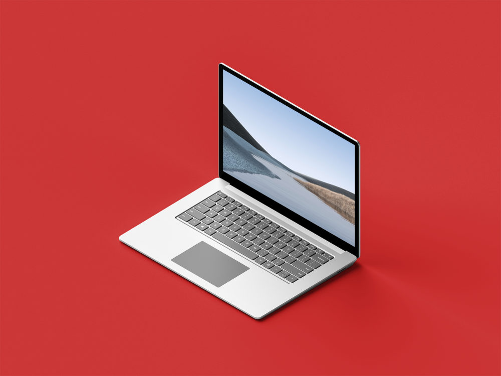 Isometric surface laptop 3 free mockup | free mockup