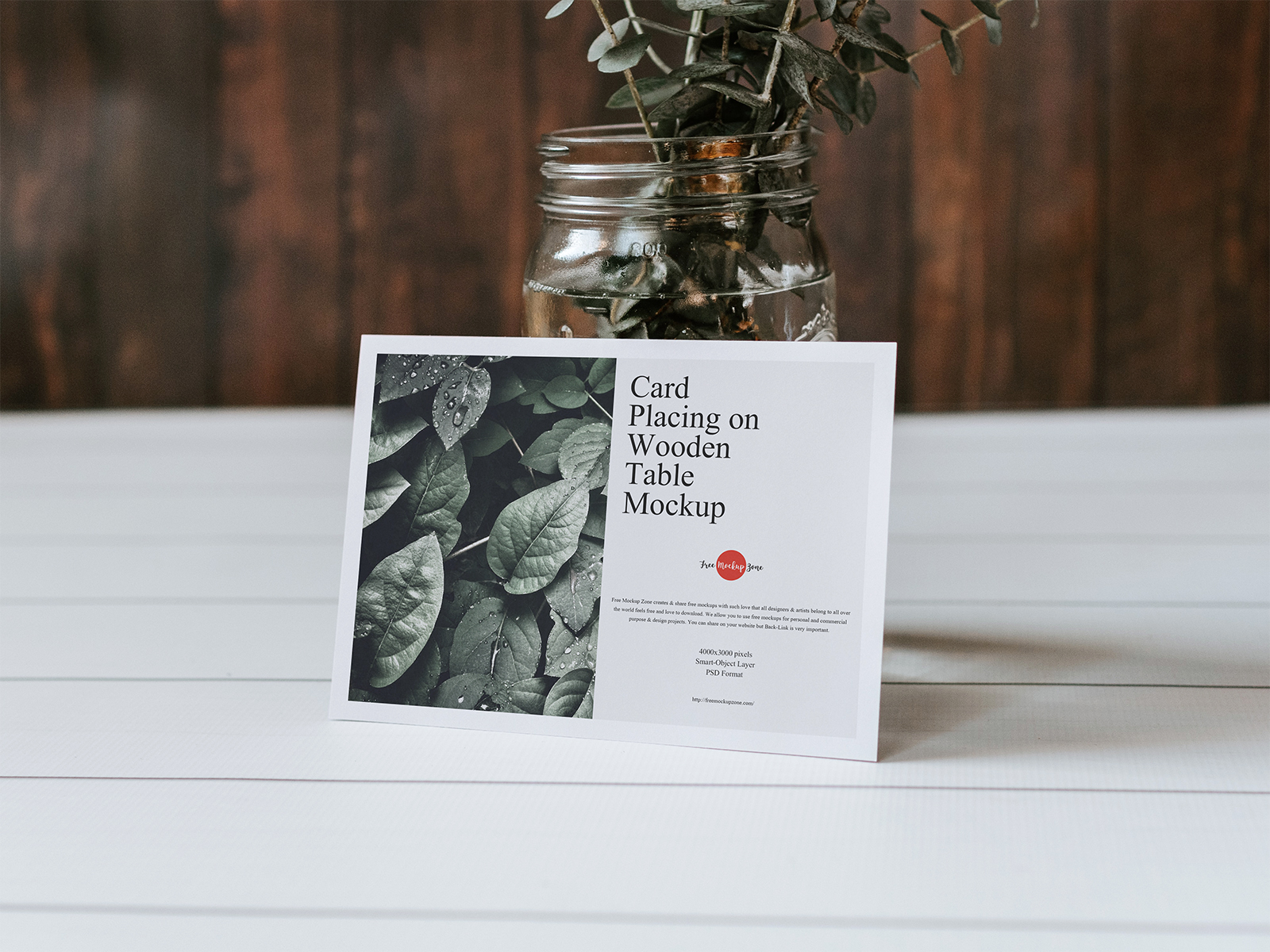 Download Free Greeting Card Mockup On A Wooden Table Free Mockup