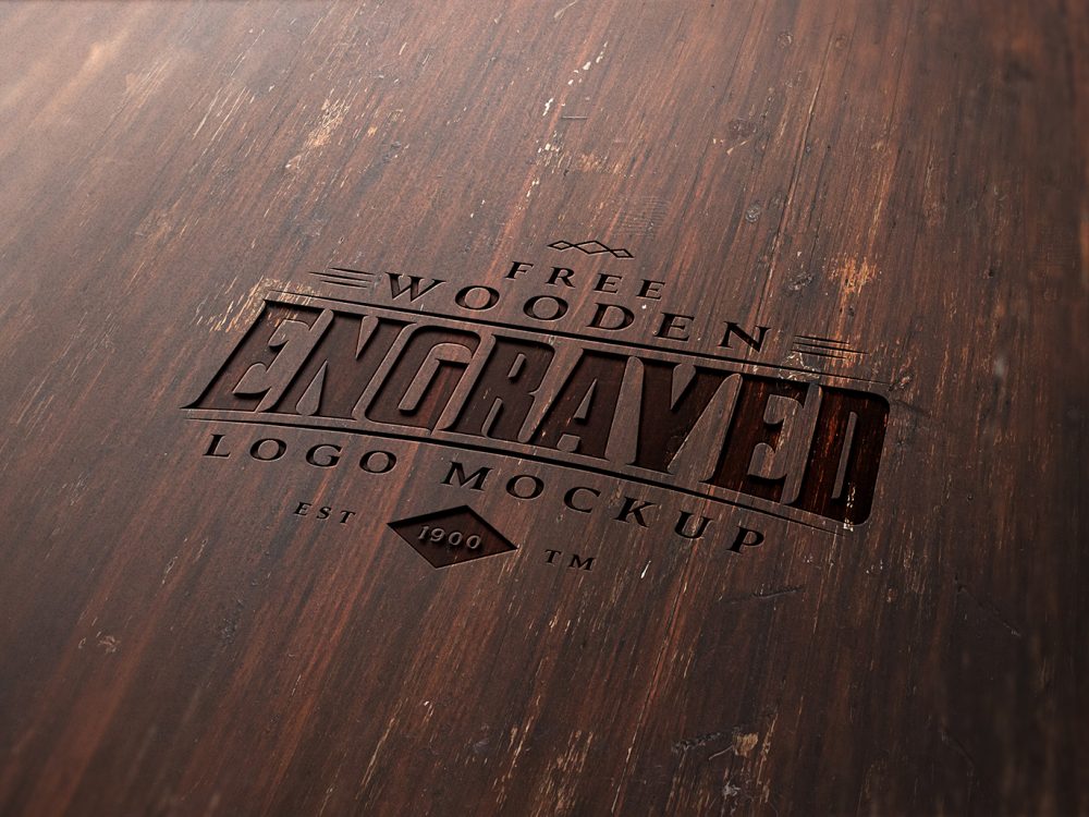 Free Wood Engraved Logo Mockup