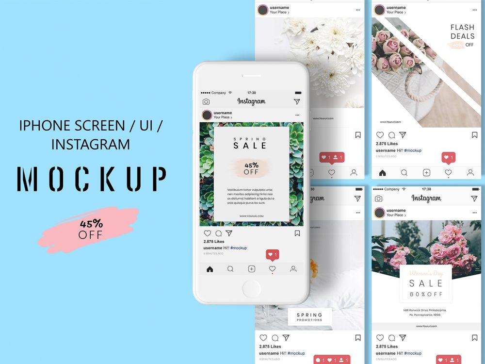 Free iPhone Screen / UI / Instagram Design Mockup