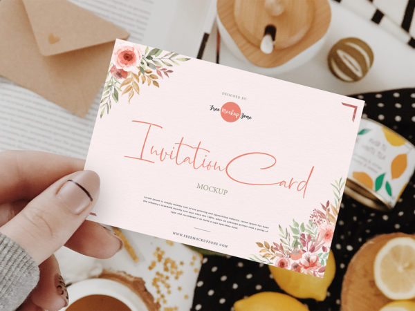 Invitation Card Mockup in Girl's Hand