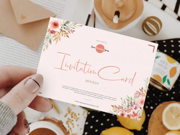 Invitation Card Mockup in Girl's Hand