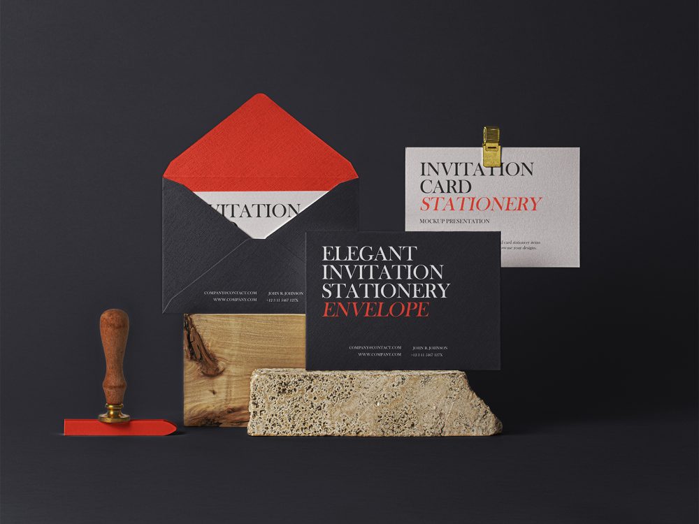 Elegant psd invitation mockup set | free mockup