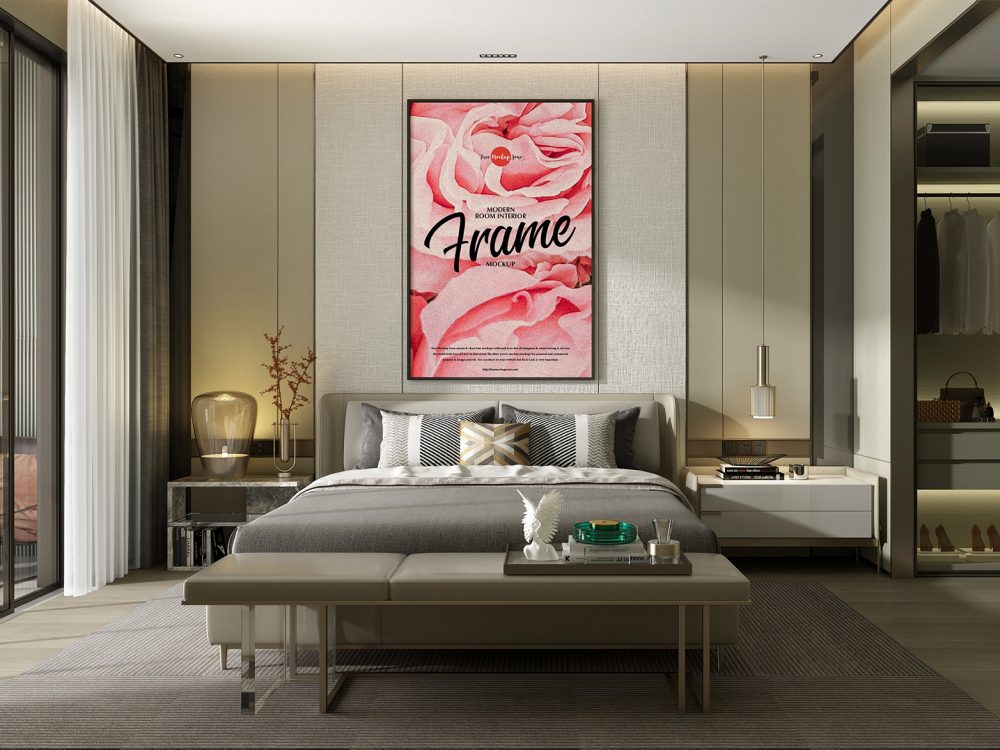 Free Poster Frame Mockup in the Modern Interior