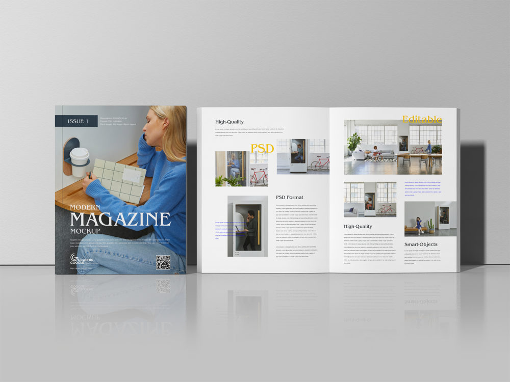 Download Modern Magazine Mockup PSD | Free Mockup