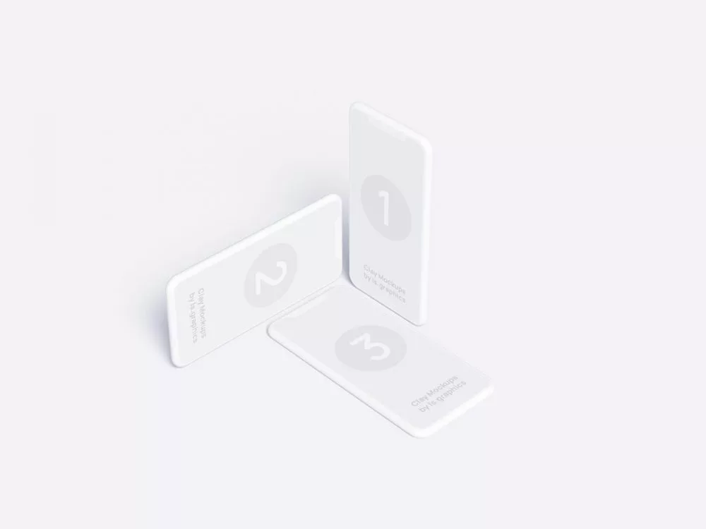 Three iPhone Clay Mockups (Figma, Photoshop, Sketch)