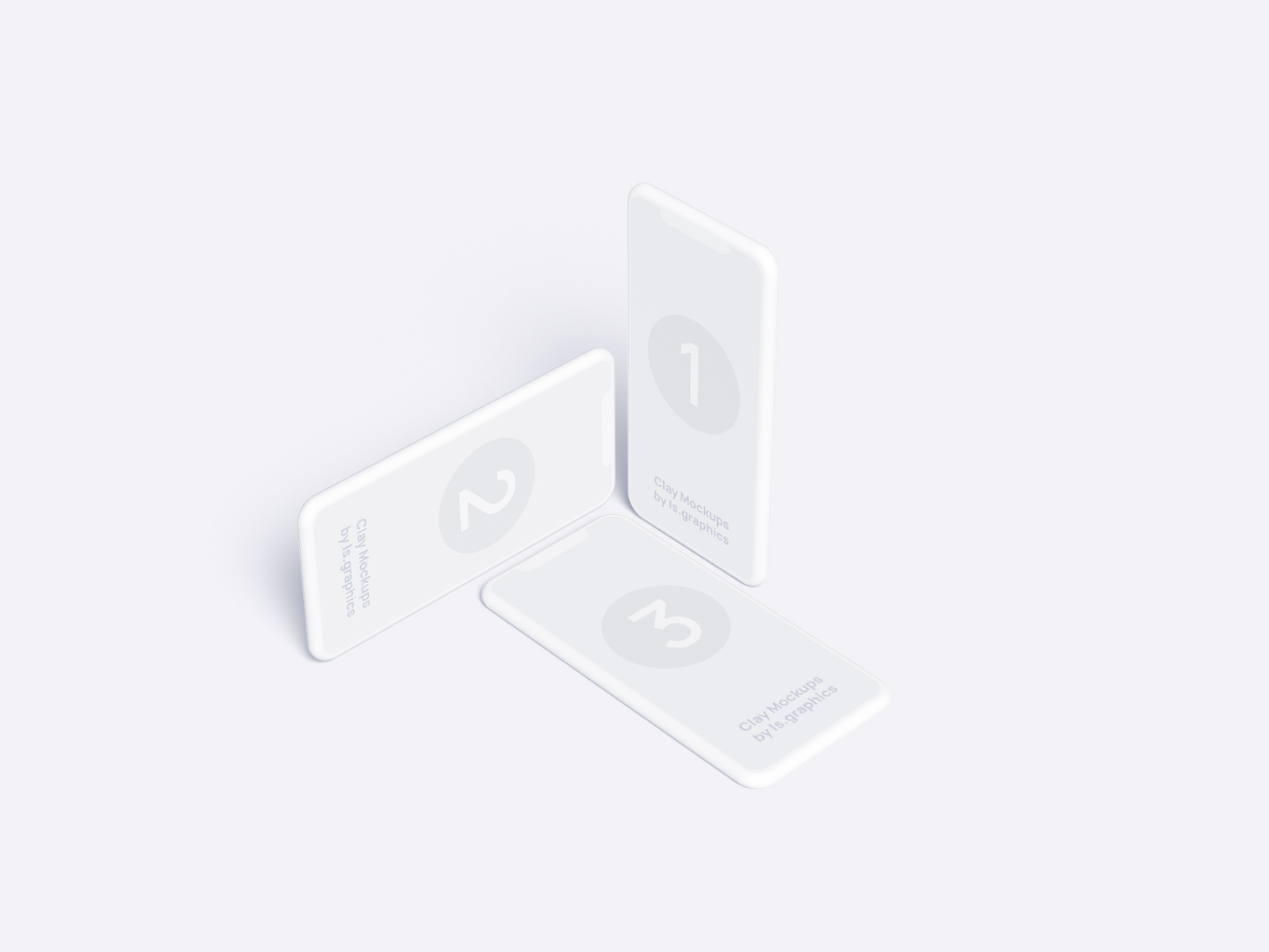 Three iPhone Clay Mockups (Figma, Photoshop, Sketch)