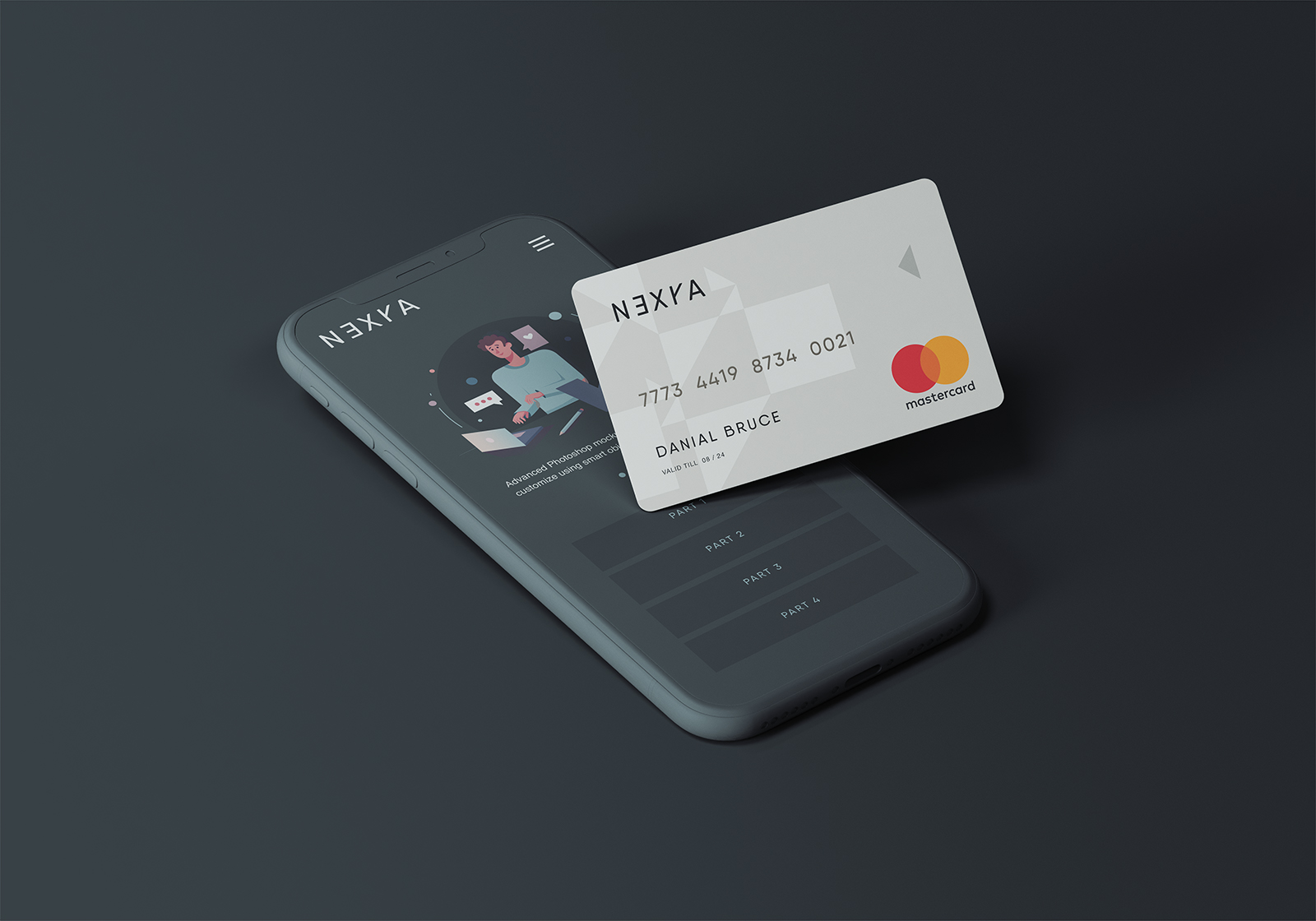 Download Cell Phone With Credit Card Mockup Free Mockup