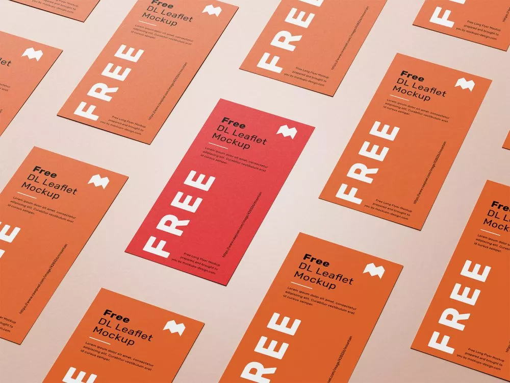 Free DL Leaflet Grid Mockup