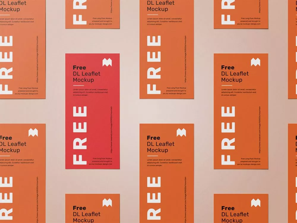 Free DL Leaflet Grid Mockup