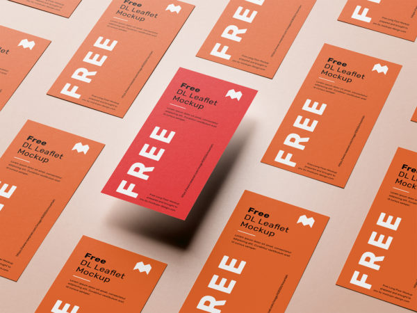 Free DL Leaflet Grid Mockup