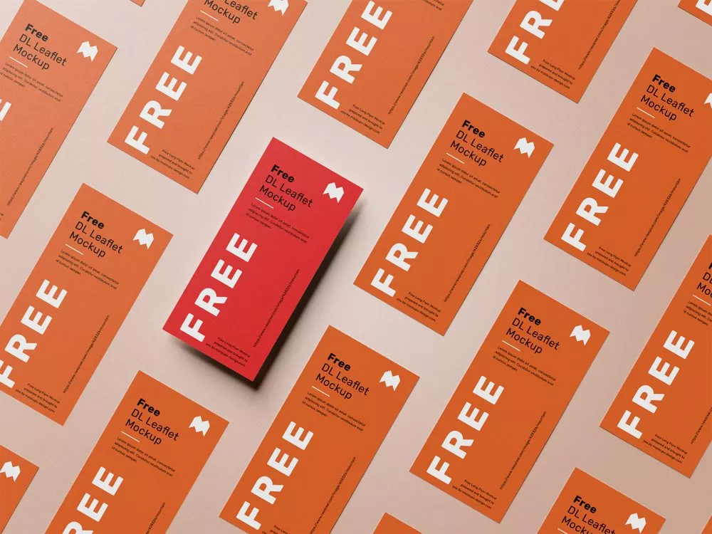 Free DL Leaflet Grid Mockup