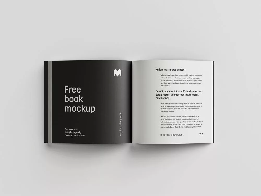 Free Square Book Mockup