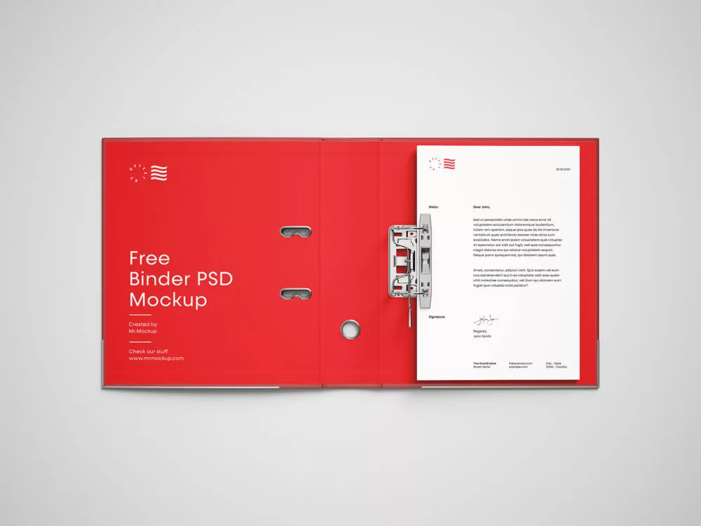 Open Binder Brand Folder with Letterhead Mockup