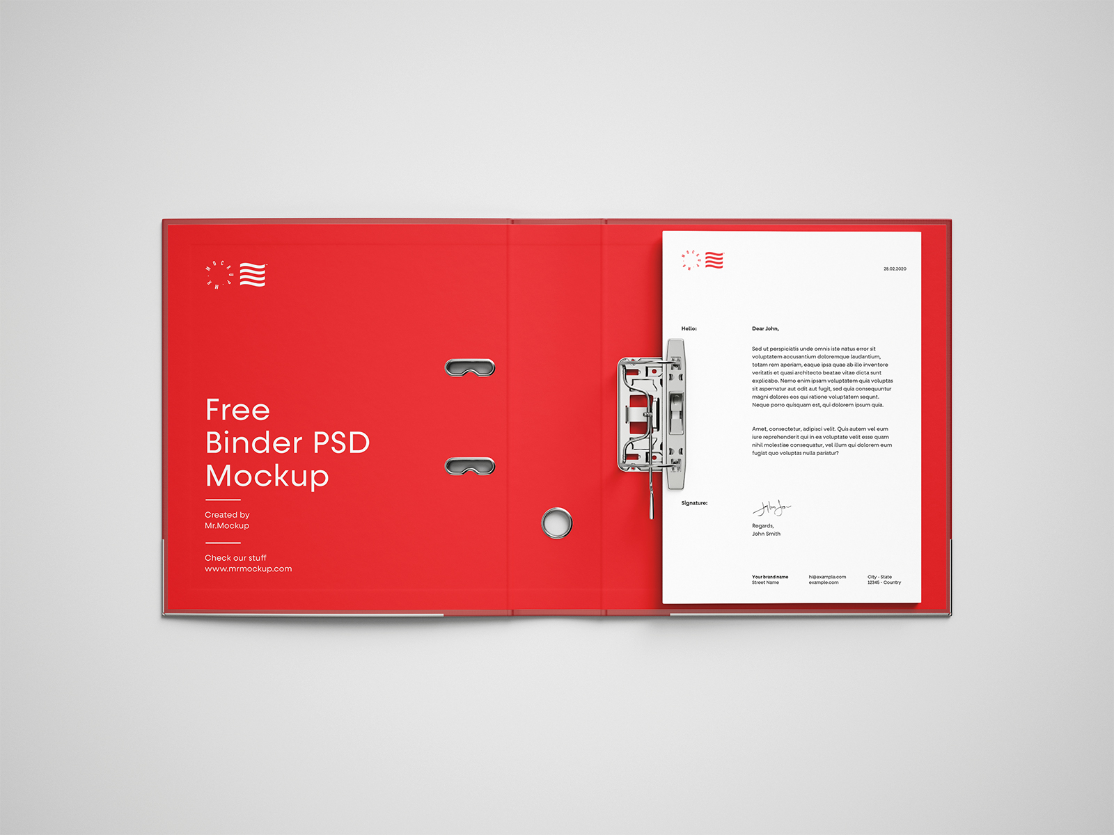 Open Binder Brand Folder with Letterhead Mockup | Free Mockup