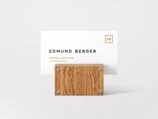 Business Card Mockup with a Wood Holder