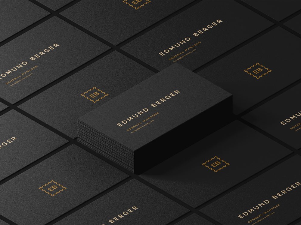 Dark Isometric Business Cards Mockup