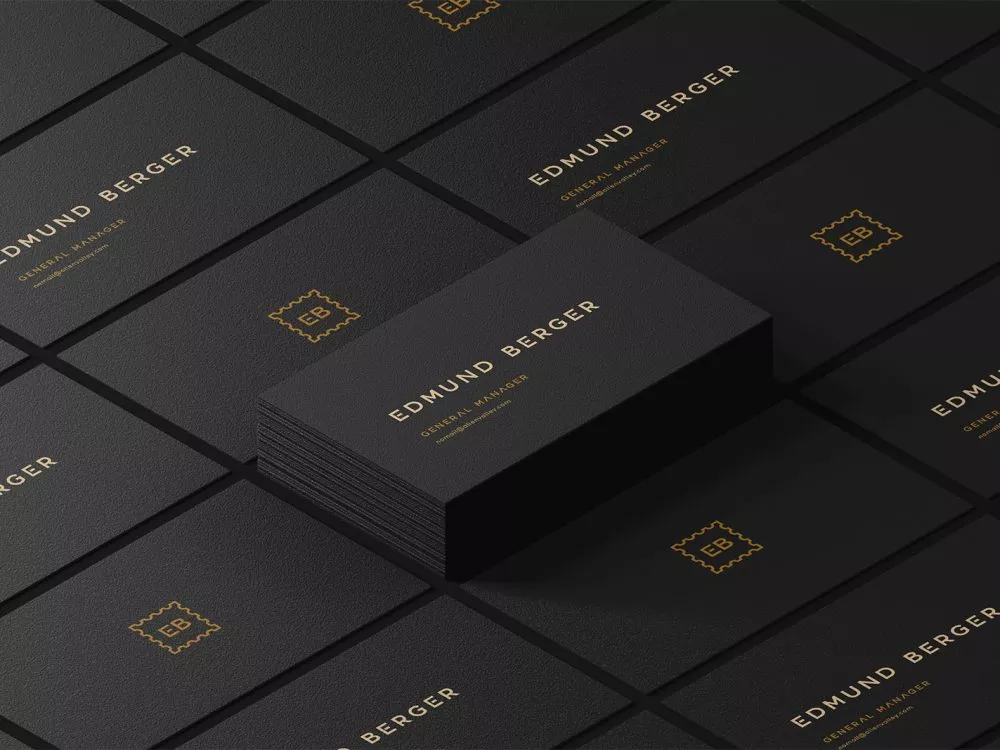 Dark Isometric Business Cards Mockup