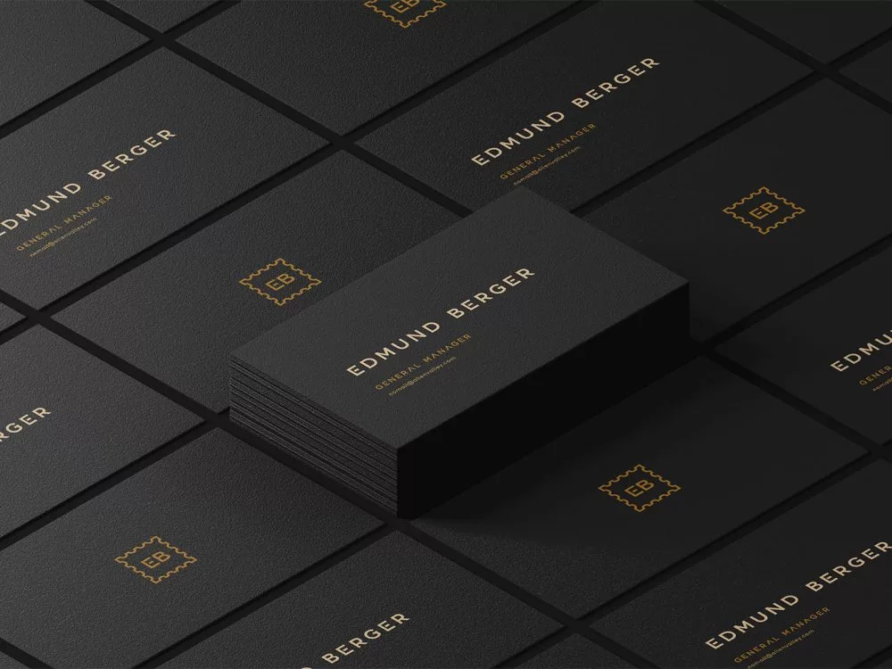 Dark Isometric Business Cards Mockup
