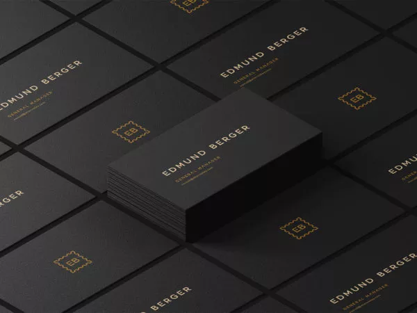 Dark Isometric Business Cards Mockup